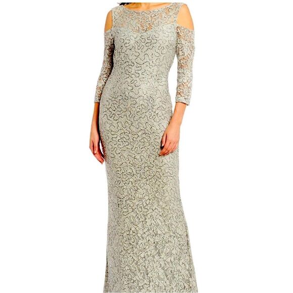 Marina Cold Shoulder Sequin Prom Dress Formal Gown Size 4 - Picture 1 of 16